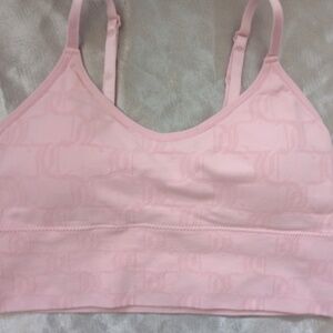 Juicy Couture pink logo padded sports bra szM NWOT adjustable straps